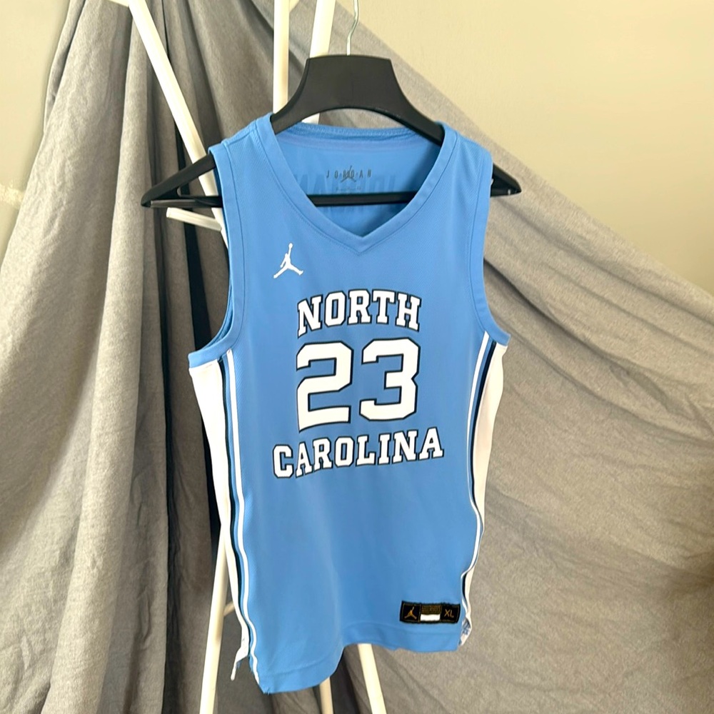 Jordan North Carolina 23 Light Blue & White Kids Jersey